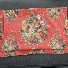 RALPH Lauren AYLESBURY KING Pillow SHAM Vintage RED Barkcloth FLORAL