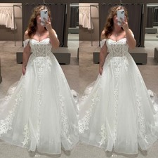 Elegant Wedding Dresses Off The Shoulder Lace Applique Beach Bridal Gowns