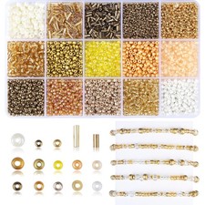 DUQGUHO Gold Beads for Jewelry Making 4mm Glass Seed Mixed,