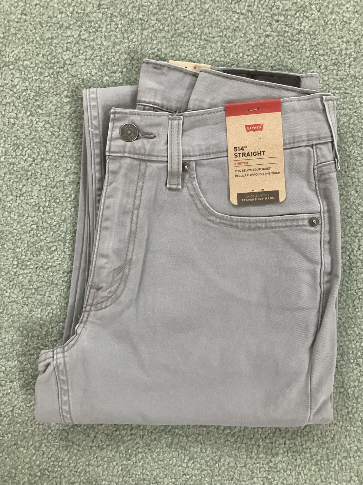 NWT Men’s Levi's 514 Straight Fit Stretch Sharkskin Gray Pants Size 30”x32”