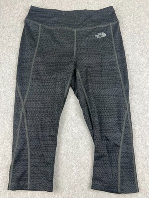 The North Face FlashDry Capri Leggings M Black Gray Chevron Print Active Pants