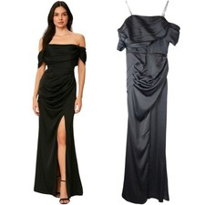 DO+BE Black Draped Off-Shoulder Formal Maxi Gown Size Small NWT