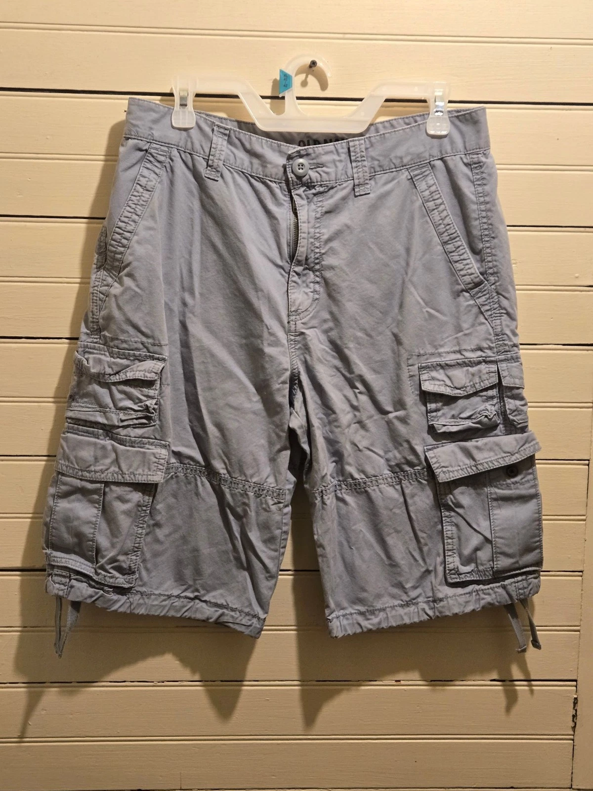 Old Navy Cargo Shorts Mens 32 Gray Cotton Multi Pocket Drawstring