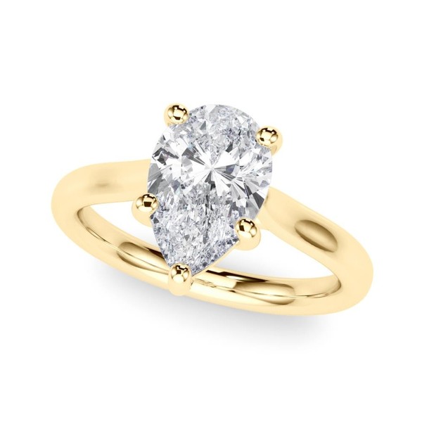 Pear Solitaire Lab Grown Diamond VS F 1-3 Carat Engagement Ring 14K Yellow Gold