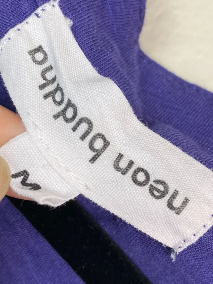 Neon Buddha Purple Button up Tunic Top Women size Medium Pockets 3/4 Sleeves Lig - Image 3 of 4