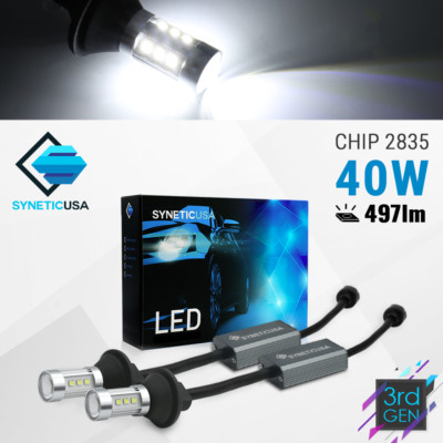 Syneticusa 7443/7440 6000K Xenon White LED DRL Backup Reverse Light Pair Bulbs