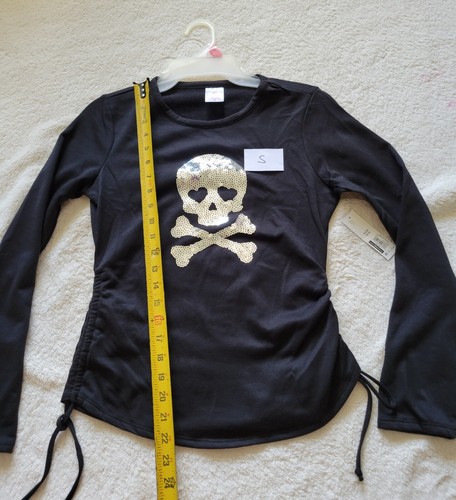 NEW HALLOWEEN sequins Skull fleece sweatshirt, size XS S XXL junior - Picture 6 of 12