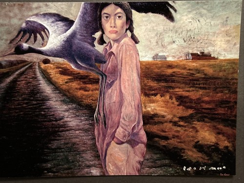 Surrealistische Dreamscape Figur mit Reiher Vogel Giclée Druck, Leo Hong Mao, signiert - Bild 4 von 16
