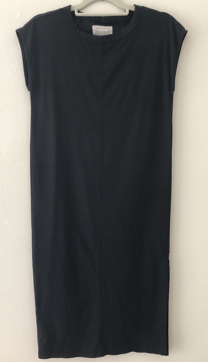 Everlane The Luxe Cotton Side-Slit Tee Dress Cap Sleeve SZ S Black  Minimalist | eBay
