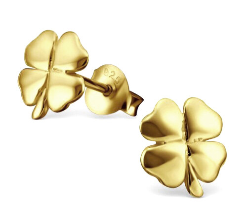 925 ECHT SILBER GOLD PL. 🍀 Kleiner Single- Ohrstecker Kleeblatt vergoldet 7mm - Picture 2 of 3