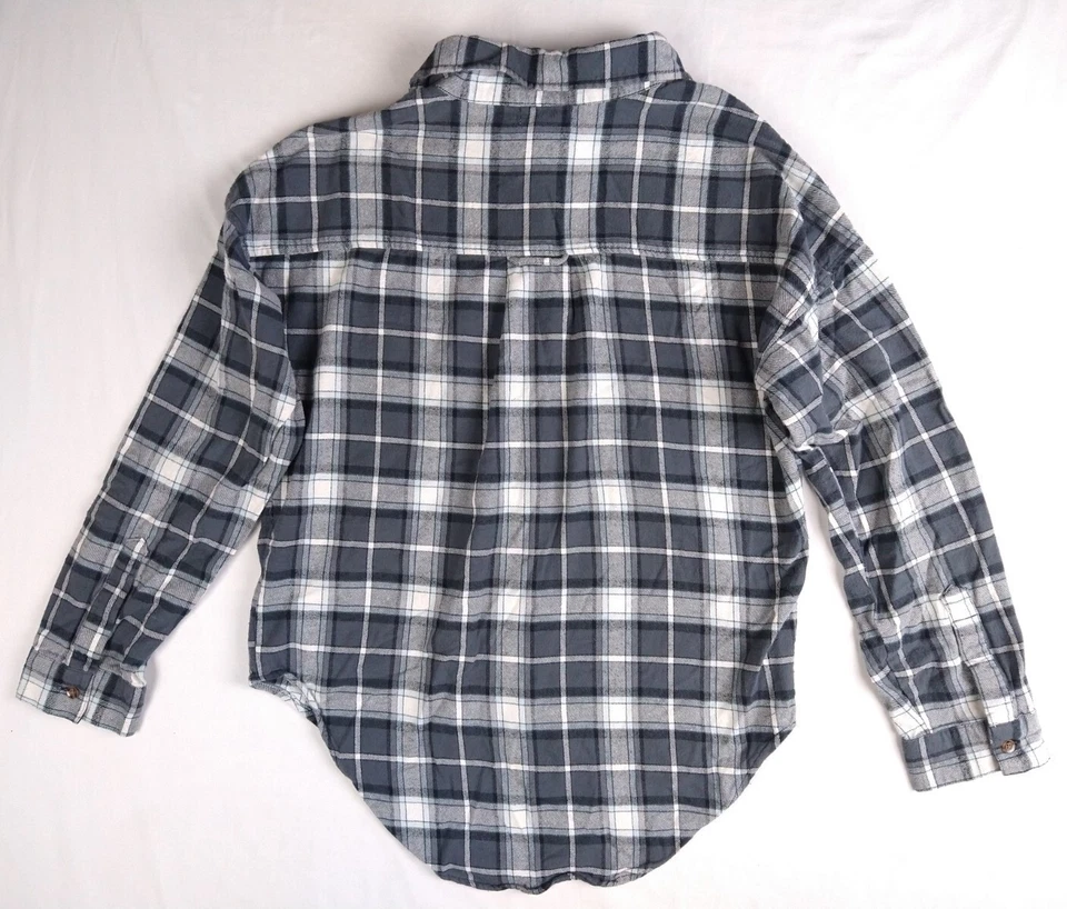 Kirra Gray Flannel Plaid Women's Shirt (One Size) Long Sleeve Button Down - Image 2 of 4