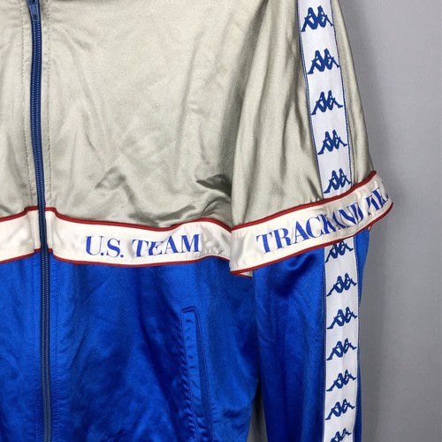 VTG 80s Kappa US Olympic Track & Field Team Official Jacket L Silver Blue Zip - Picture 5 of 8