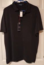 NWT Daniel Cremieux Classics Black Knit Short Sleeve Polo Shirt Sz L MSRP $59.50