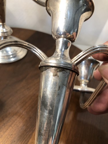 Par de candelabros convertibles vintage Gorham Sterling 3 en 1 #808 ponderados - Imagen 3 de 17