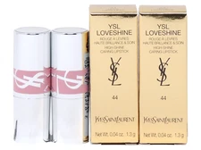 YSL YVES SAINT LAURENT LOVESHINE 44 NUDE LAVALLIERE .04oz x 2 MINI LIPSTICKS