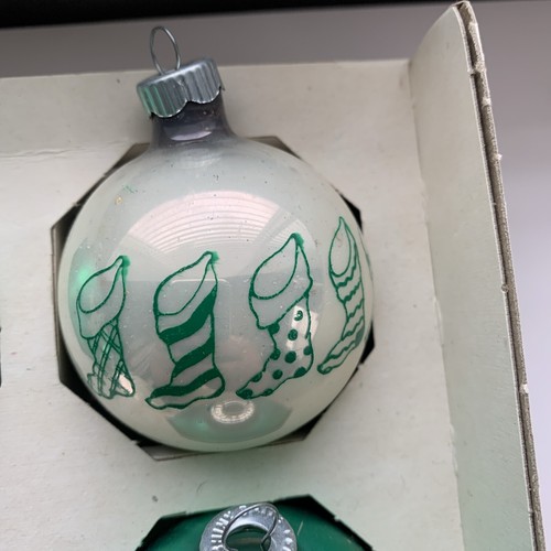 Vintage Lot Shiny Brite Ornaments 8 Santa Stockings Night Before Christmas - Picture 4 of 14