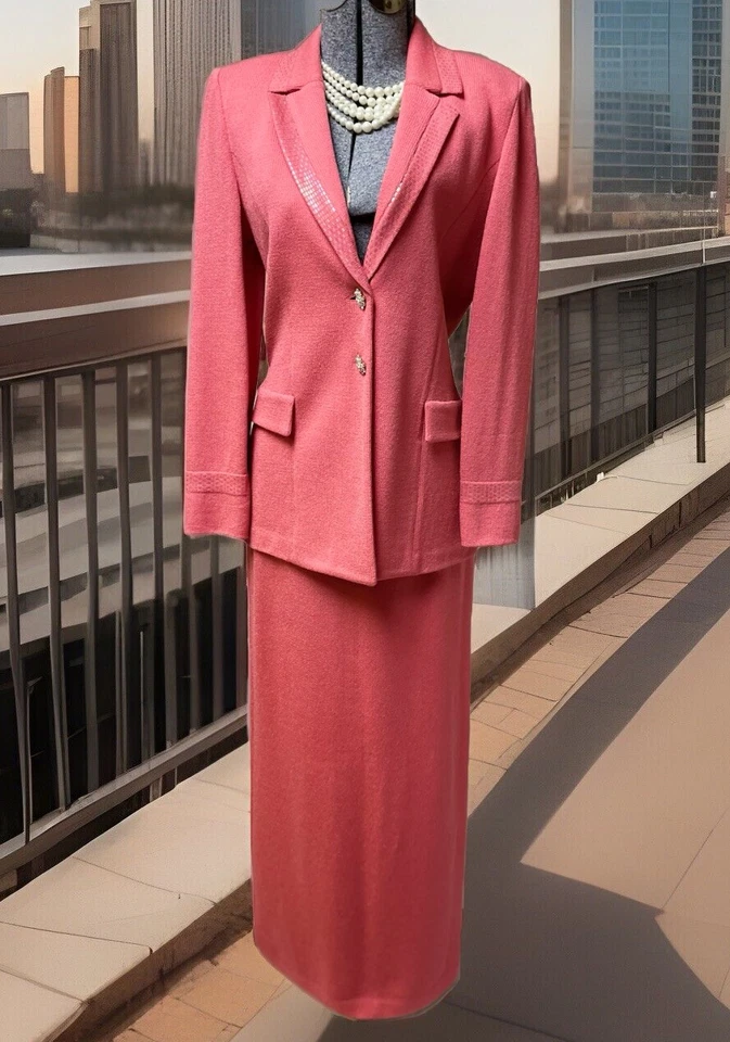 Новый St. John вечерний костюм размер 4 куртка 2 юбка два изделия комплект отлива блестки - Изображение 4 из 4