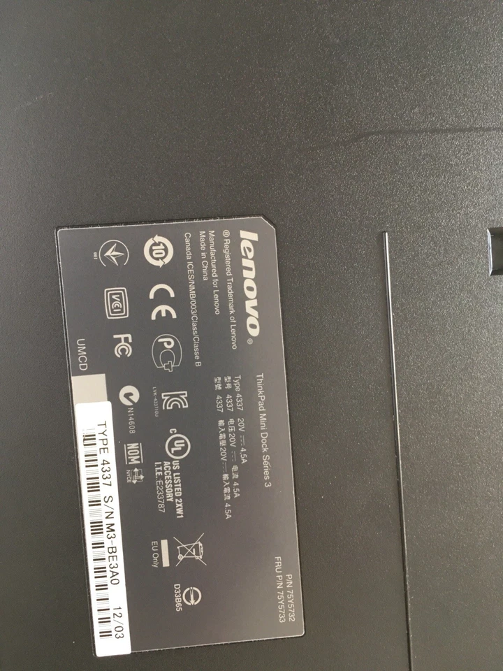 Lenovo Thinkpad Mini Dock Series 3  Type 4337 USB 3.0 Inkl. Netzteil + Schlüssel - Bild 4 von 4