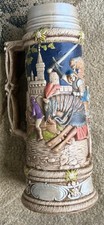 VINTAGE huge gigantic Beer STEIN collectible MUG 1975 12 cup Knights Horse 3D