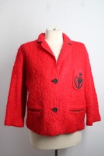 Vtg Guttman 42" Chest Red Mohair Blazer Jacket Thistle Crest