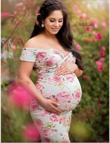 MAXI abito floreale Abiti premaman per servizio fotografico Sexy Abito Da  Gravidanza Lungo Fit | eBay