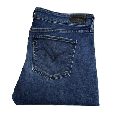 Levis Jeans Damen W32 L32 Blau Slim Skinny Modern Rise Demi Curve Stretch Zip
