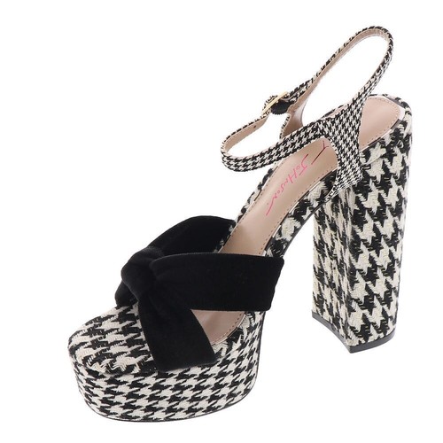 Neu Betsey Johnson Melanni Damen-Sandale Plateauschuhe Größe 9 Houndstooth Neu im Karton