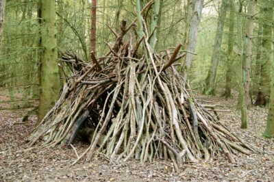 Foto 6x4 Ufton Fields Naturschutzgebiet; ein provisorisches Wigwam Bascote Heath c2009