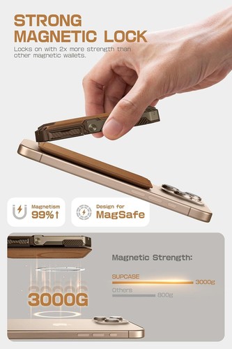 SUPCASE Support de Serrure Magnétique Forte MagSafe Portefeuille Porte Carte pour iPhone Series - Photo 5 sur 61