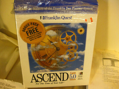 Franklin - ASCEND software VINTAGE Planning System w. Burgandy Vinyl Binder-NOTE
