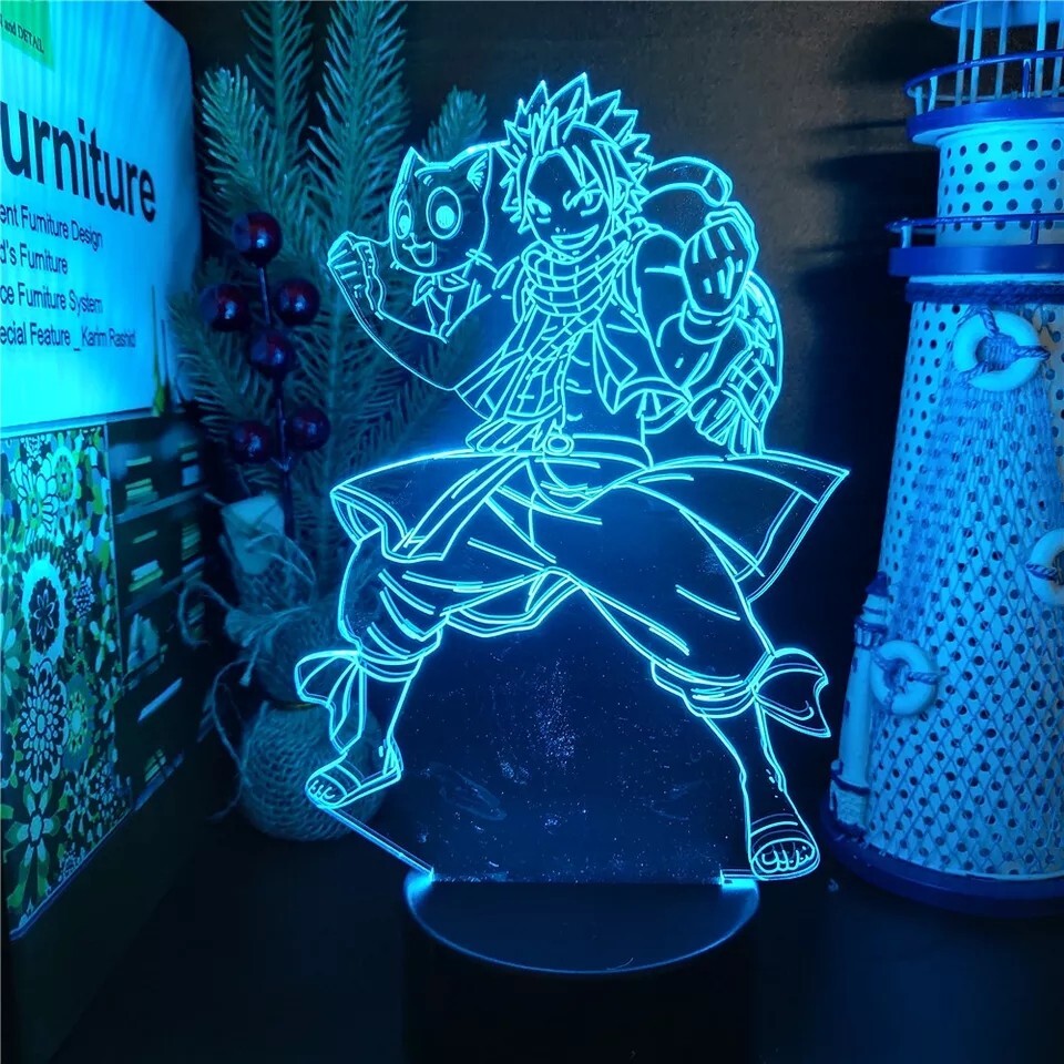 Fairy Tail Anime Veilleuse 3D Avec Télécommande 7 Couleurs Led Tactile Lampe De Table Décoration