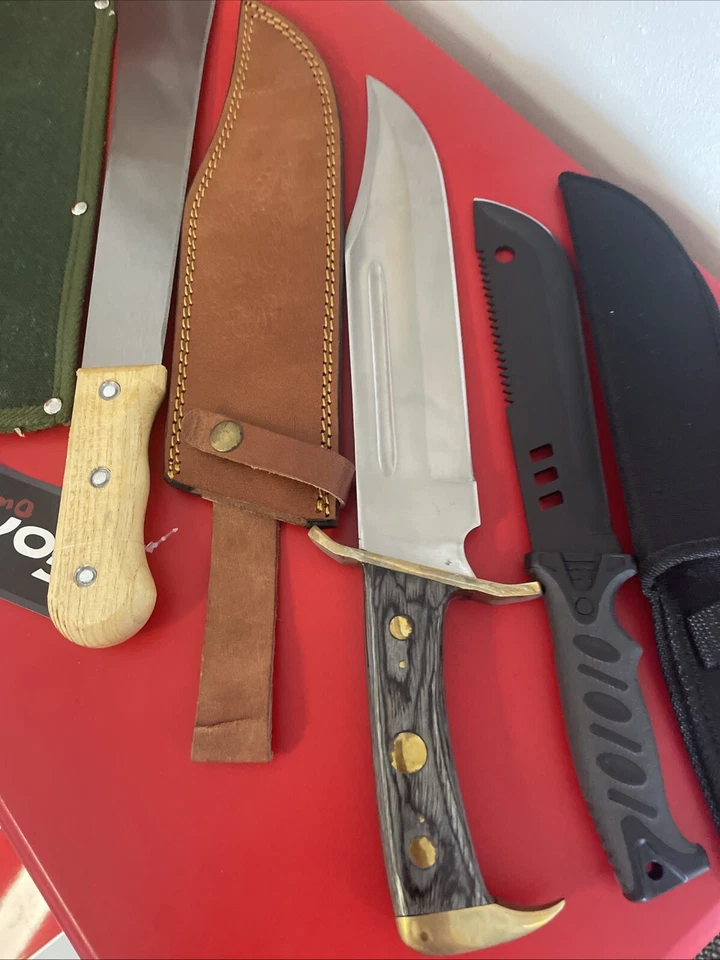 Machete 50 & 33cm Bowie Messer 42 & 34 & 15 cm Scheide Nylon Und Leder - Bild 3 von 4