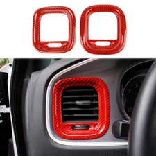 Red Carbon Fiber Style Dashboard Air Vent Cover AC Outlet Trim for Dodge Charger