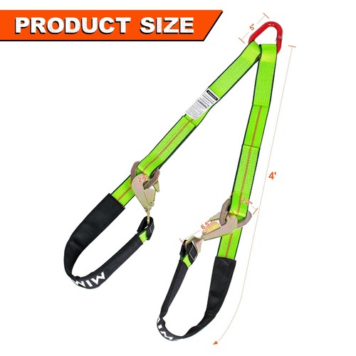 Axle V-Bridle Strap 2" x 4',2 Pack, Heavy Duty Recovery Tow Strap w/Snap Hook... - Picture 5 of 7
