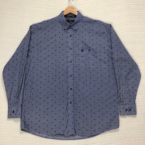 George Strait Wrangler Button Down Shirt Geometric Print Long Sleeve XL - Picture 2 of 7