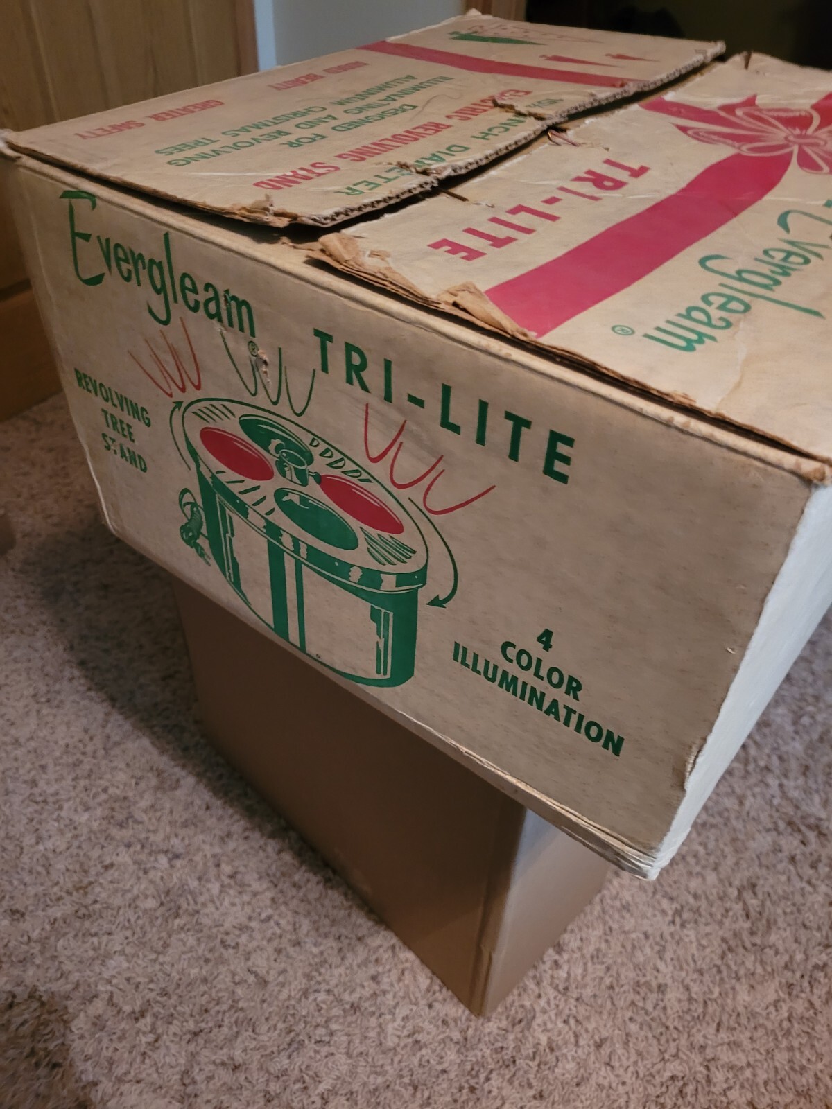 Vintage Evergleam TriLite Revolving Christmas Tree Stand 4 Color