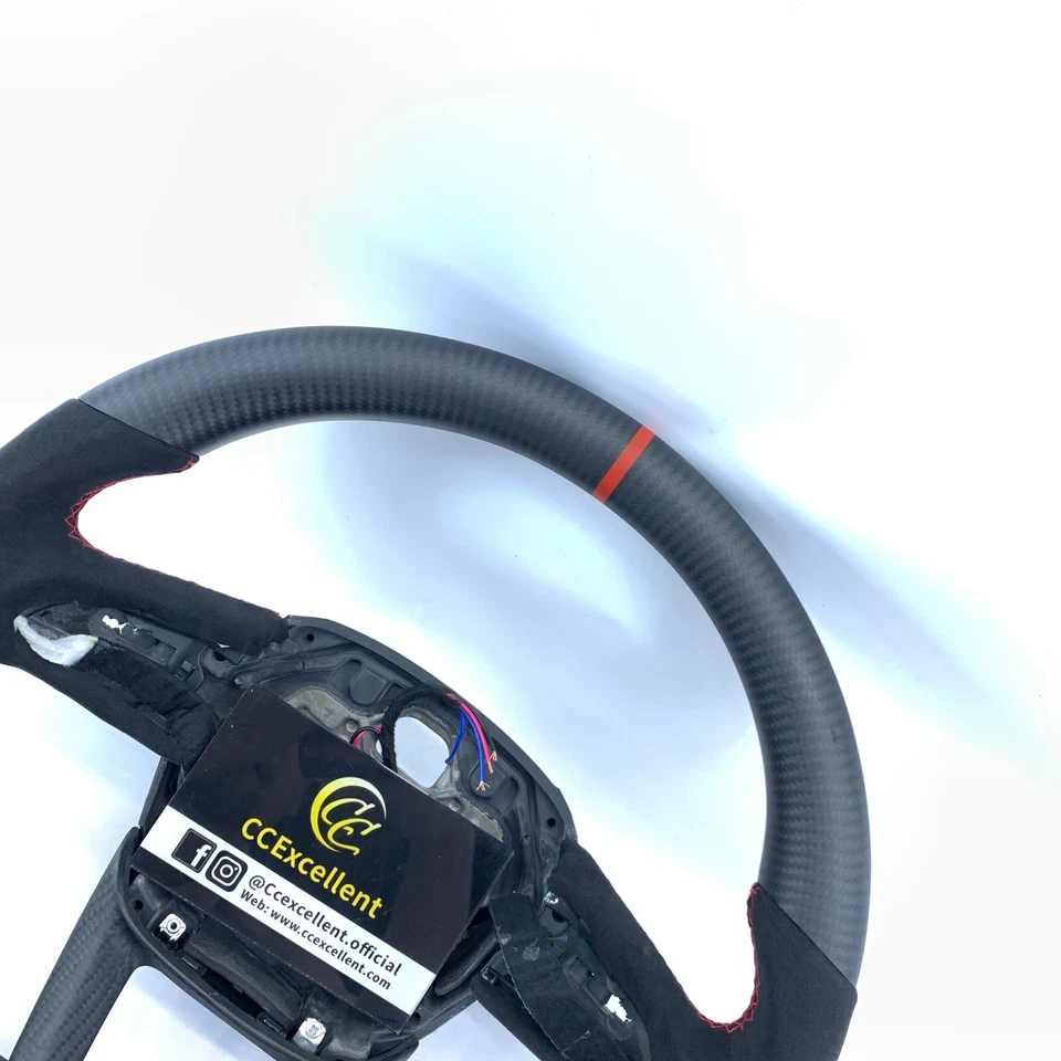 For Audi RSQ8 Q5 Q7 RSQ7 SQ8 SQ7 RS Custom Carbon Fiber Alcantara Steering Wheel - Image 2 of 4