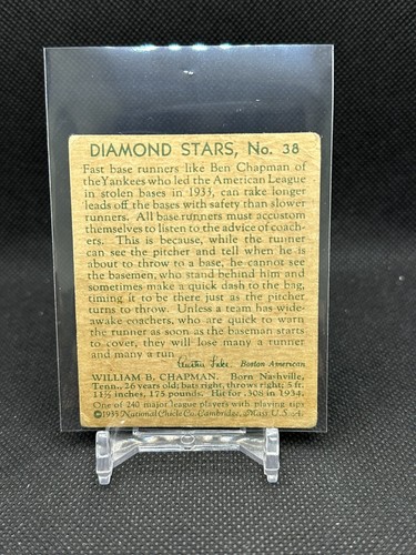 1935 Diamond Stars #38 Ben Chapman GR - Bild 2 von 2