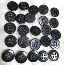50 Buttons 5/8" PANT SHIRT GOOD GENUINE US Navy  PEACOAT MILITARY Black Anchor