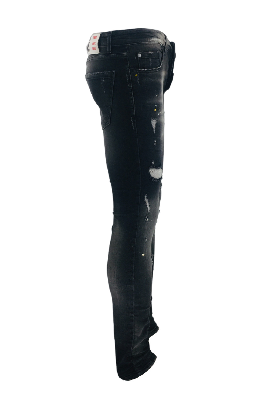 Men's Jeans Denim Patchwork Paint Splatter Distressed Ripped Men Jeans Casual image 5
