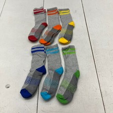 Comfoex Gray 6 Pairs Half Cushioned Crew Socks Kids Size Large NEW