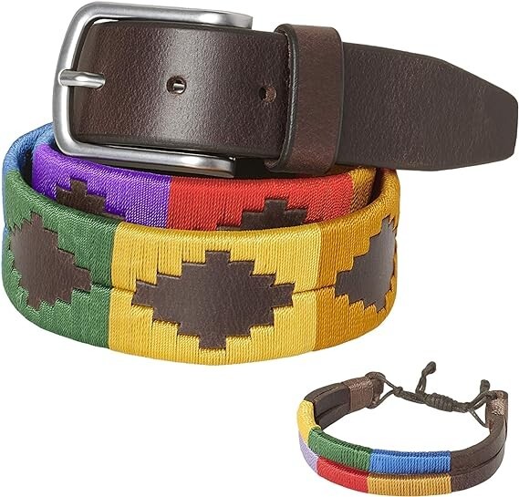Cinturones Polo Argentinos Costuras Hechas a Mano Cuero Genuino Real Latón HebillaArgen