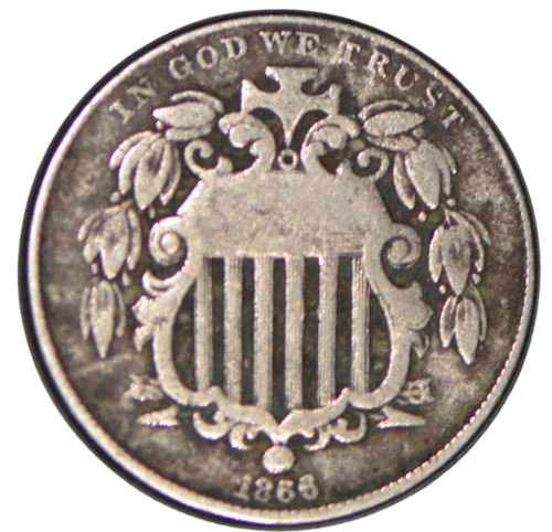 1866 Shield Nickel ~ VG - 第 1/2 張圖片
