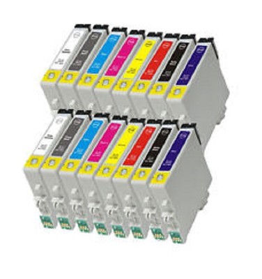 16 x Tinten SET für Epson Stylus Photo R800 R1800 Patronen mit CHIP Cartridges