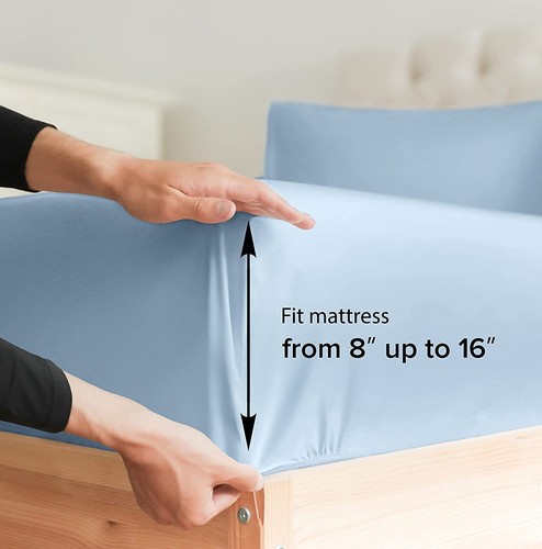 Full Fitted Sheet Single Deep Pocket Fits Mattress Perfectly Soft Wrinkle Free - Picture 2 of 6