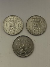 Lot 3 Coins / Pièces - Netherlands / Pays-Bas - 1 Gulden - 1967 - 1968 - 1971
