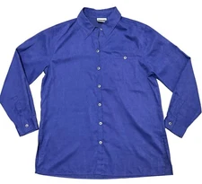 Chicos Button Front Shirt Size 1 No Iron Microfiber Long Sleeve Violet Purple