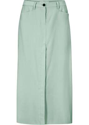 Neu Viskose Midi-Rock mit geknöpftem Schlitz Gr. 40 Hellschilf Damen-Skirt