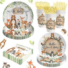 140PCS Woodland Party Supplies for Baby Shower Woodland Baby Shower Decoratio...