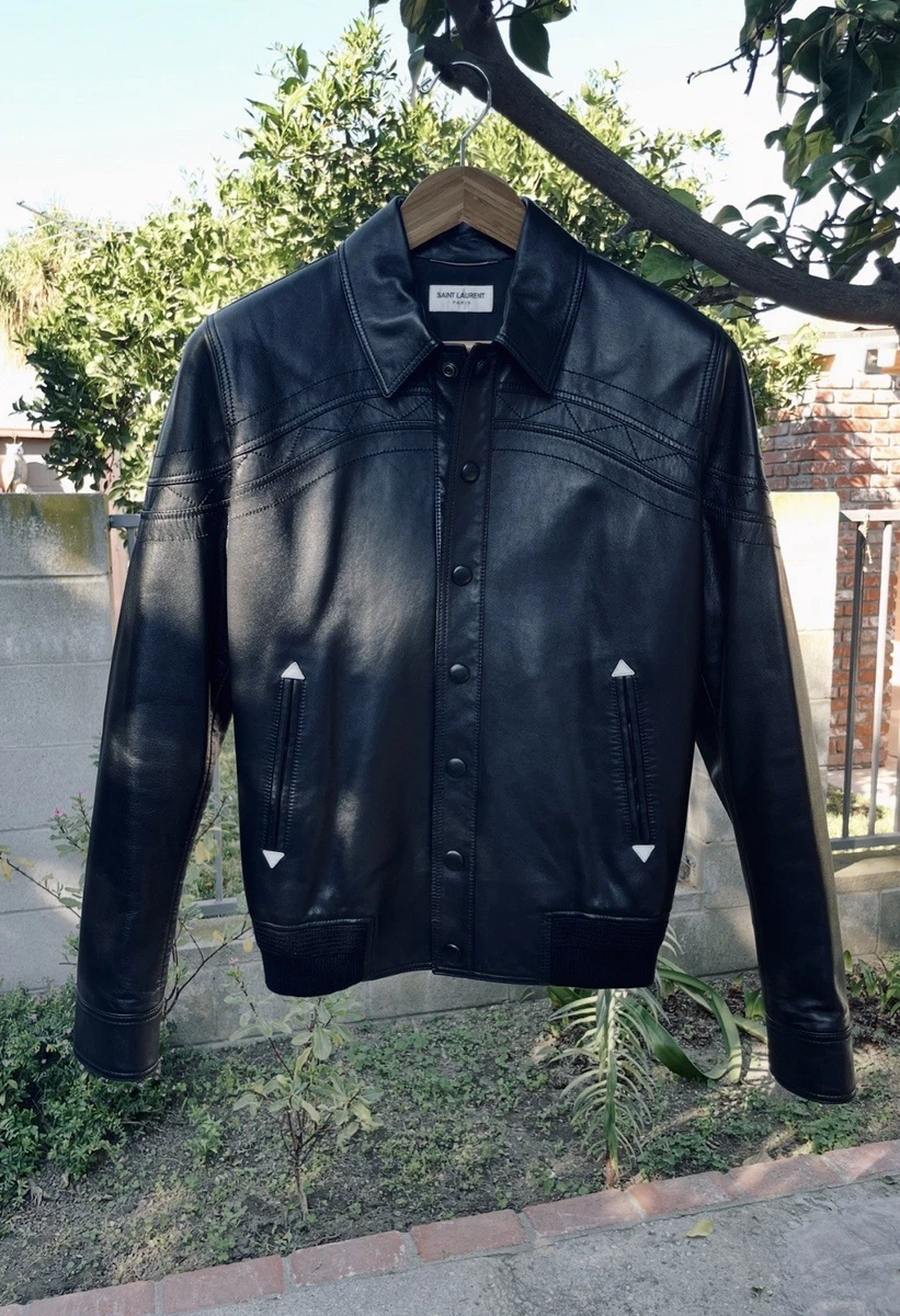 Saint Laurent Solid Leather Outer Shell Coats, Jackets & Vests for